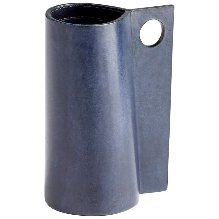 Blue Glass and Leather Vase - The Nifty Decor