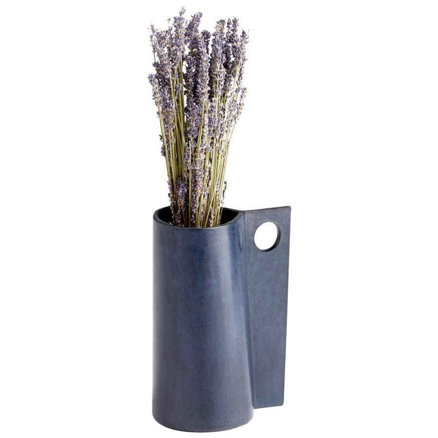 Blue Glass and Leather Vase - The Nifty Decor