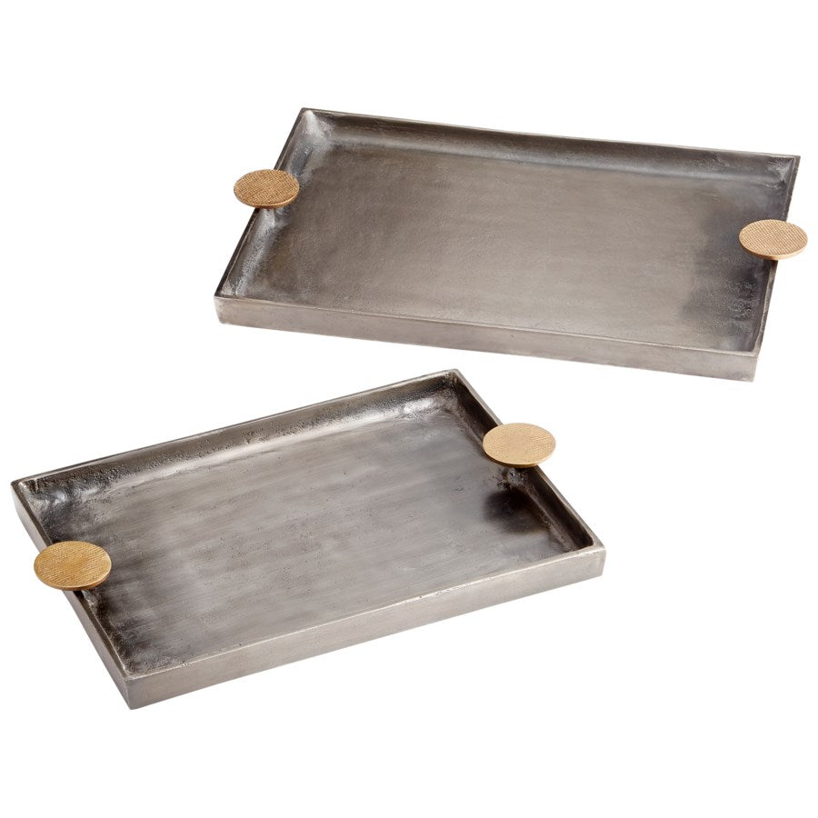 Silver tray with gold handle - The Nifty Decor