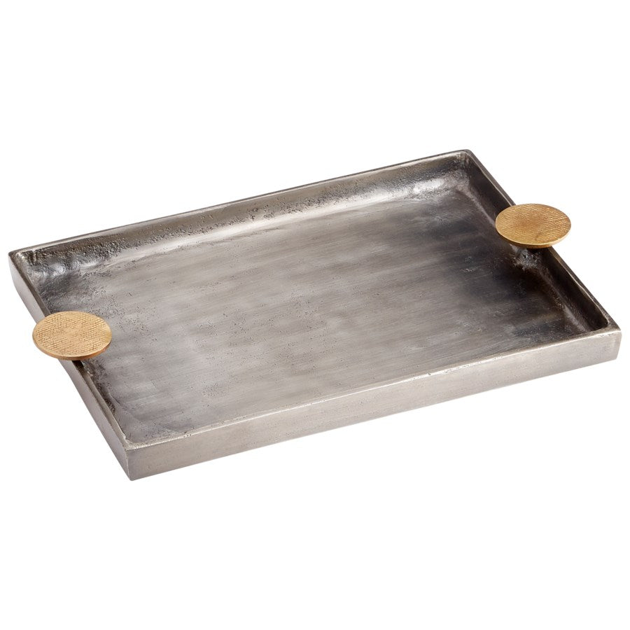 Silver tray with gold handle - The Nifty Decor