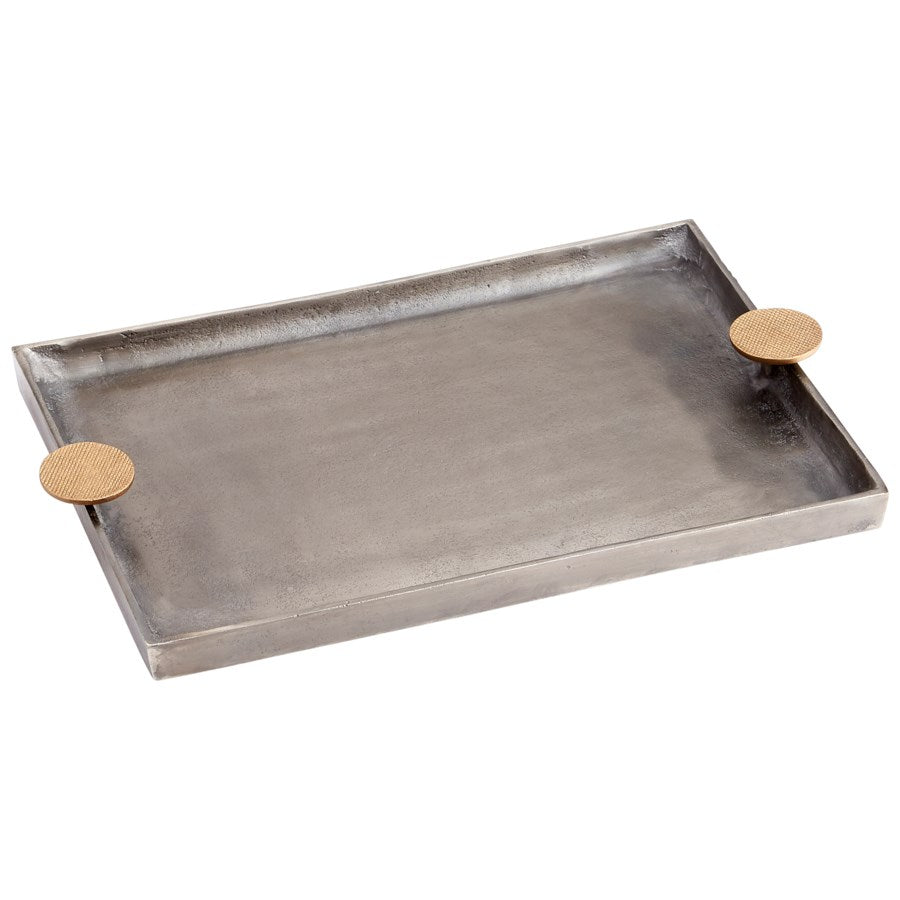Silver tray with gold handle - The Nifty Decor