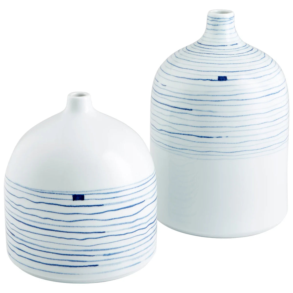 Blue and White Ceramic Vase - Bombay Mercantile