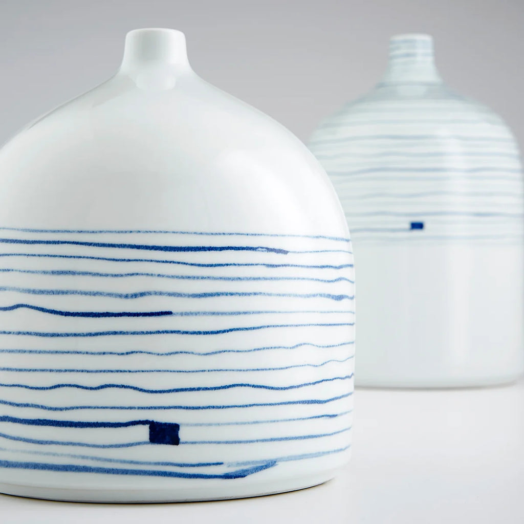 Blue and White Ceramic Vase - Bombay Mercantile