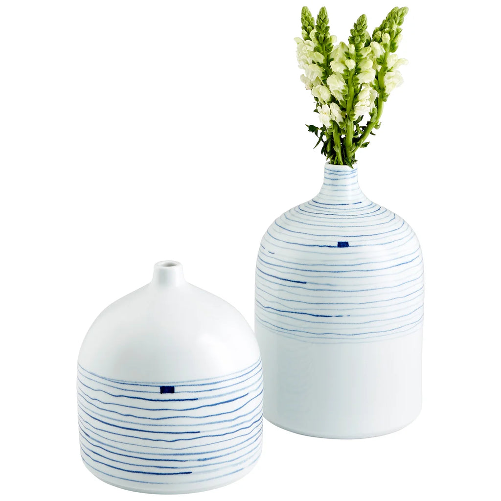 Blue and White Ceramic Vase - Bombay Mercantile