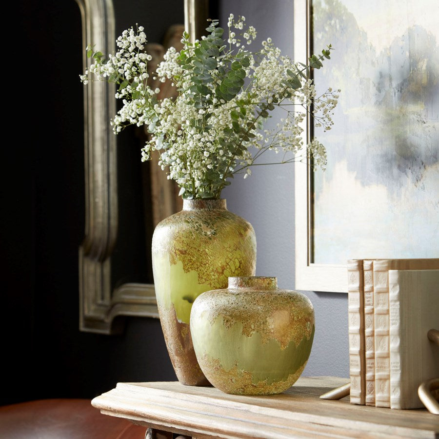 Greenish Stone Glass Vase - The Nifty Decor