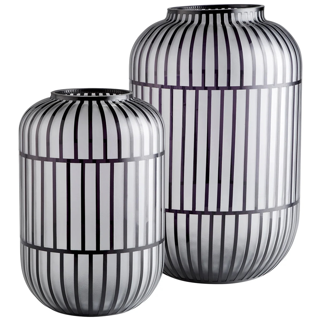 Geometric Drum Glass Vase - Bombay Mercantile