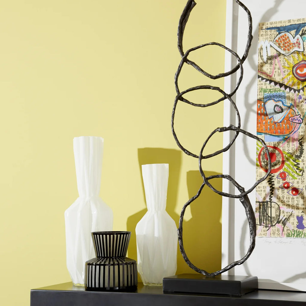 Black and Frost Glass Vase - Bombay Mercantile