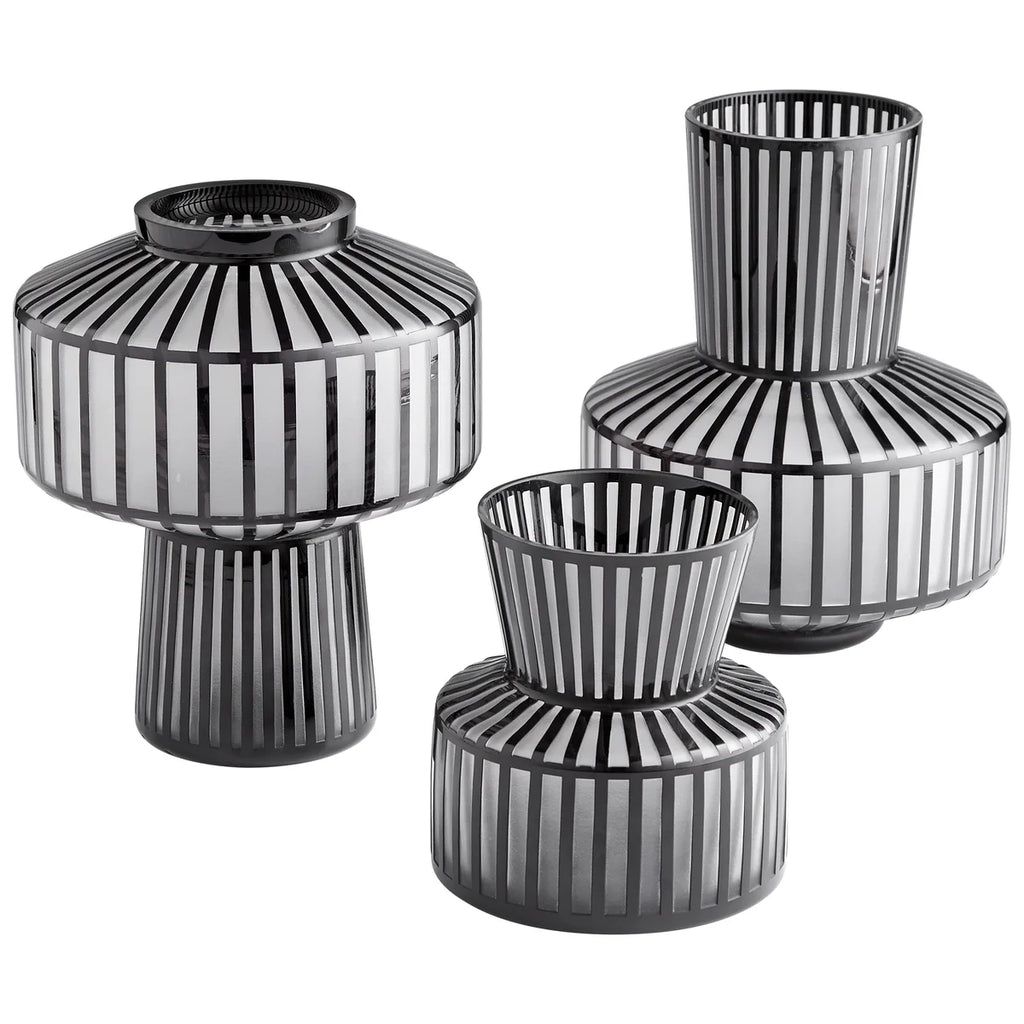 Black and Frost Glass Vase - Bombay Mercantile