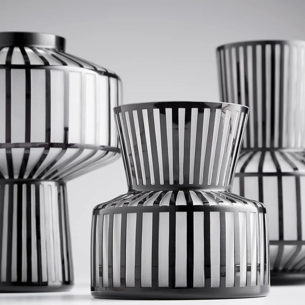 Black and Frost Glass Vase - Bombay Mercantile