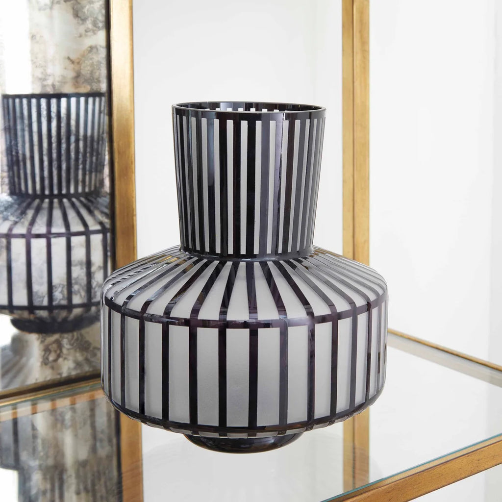 Black and Frost Glass Vase - Bombay Mercantile