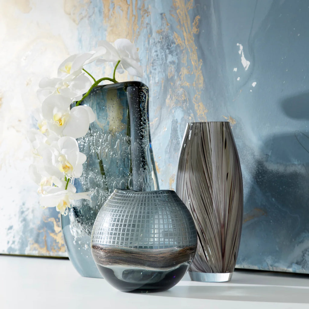 Grey Clear Glass Vase - Bombay Mercantile