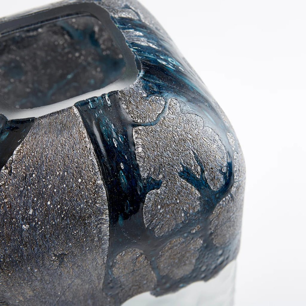 White and Blue Glass Vase - Bombay Mercantile