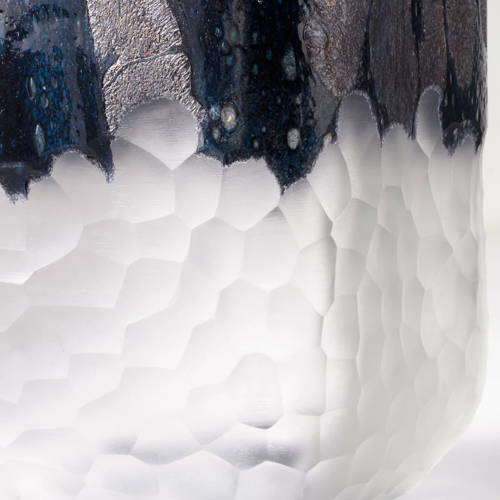 White and Blue Glass Vase - Bombay Mercantile