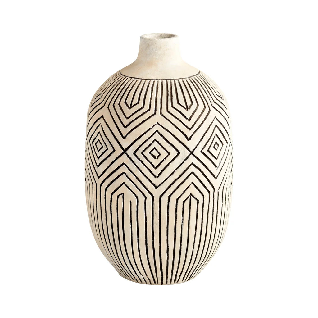 Light Labyrinth Vase | White - Small - Bombay Mercantile