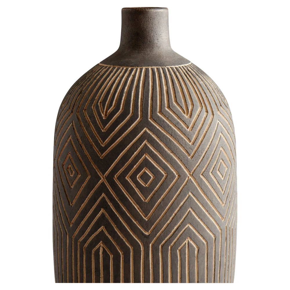 Dark Labyrinth Vase | Grey - Large - Bombay Mercantile