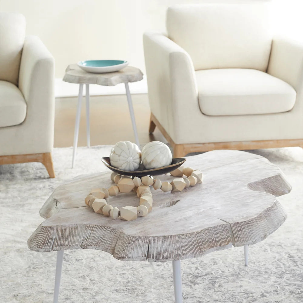 Whitewash Palmer Coffee Table - Bombay Mercantile