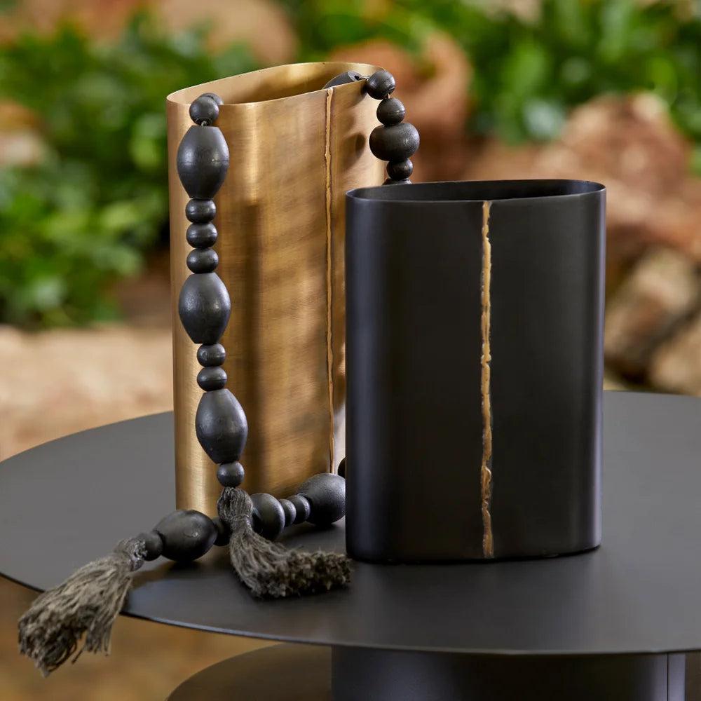 Large Begonia Gold Vase - Bombay Mercantile