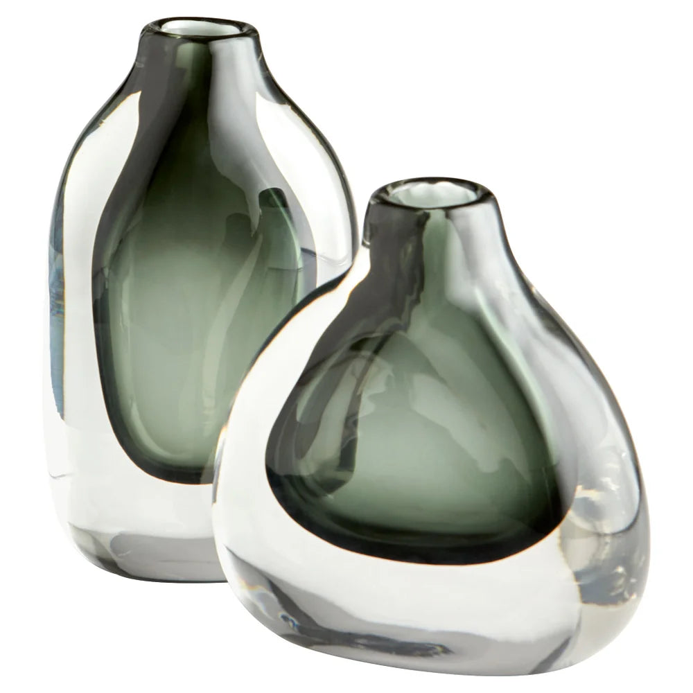 Grey/Clear Moraea Vase - Bombay Mercantile