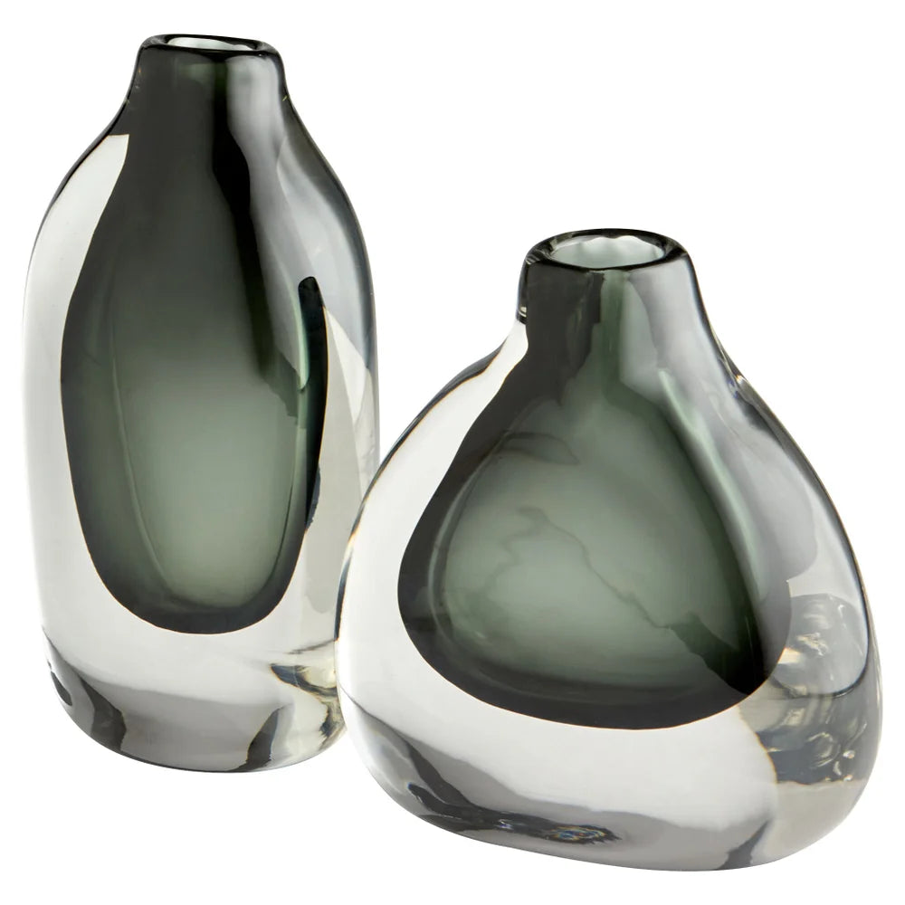 Grey/Clear Moraea Vase - Bombay Mercantile