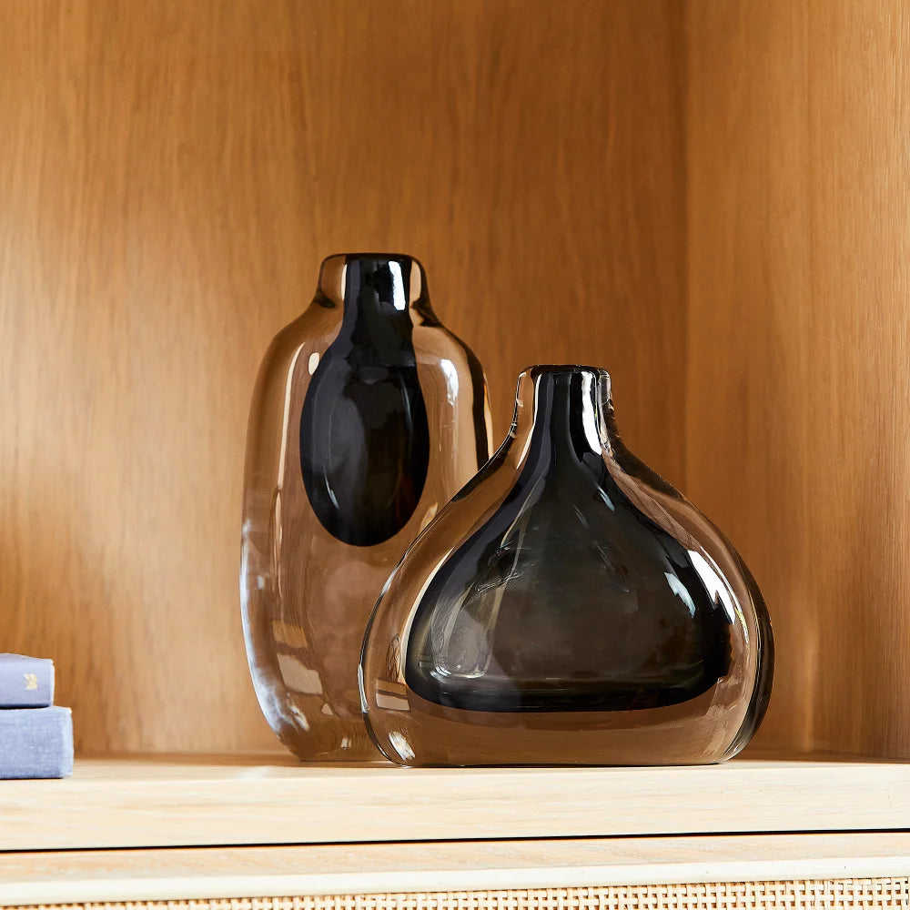 Grey/Clear Moraea Vase - Bombay Mercantile