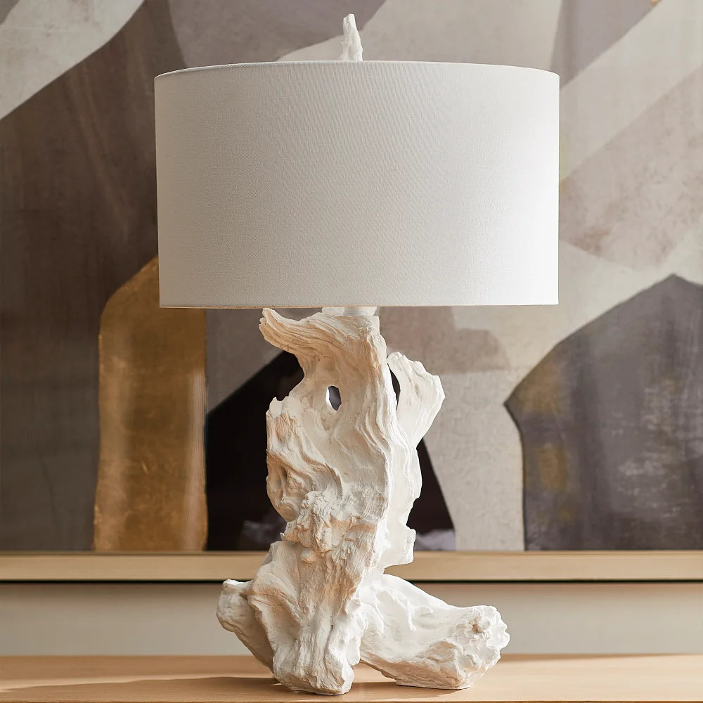 White Driftwood Table Lamp - Bombay Mercantile