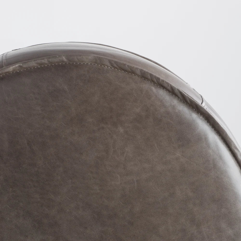 Grey Lusso Round Pouf - Bombay Mercantile