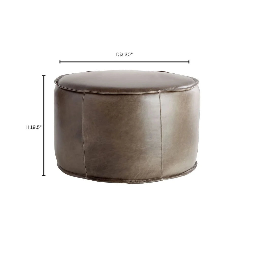 Grey Lusso Round Pouf - Bombay Mercantile
