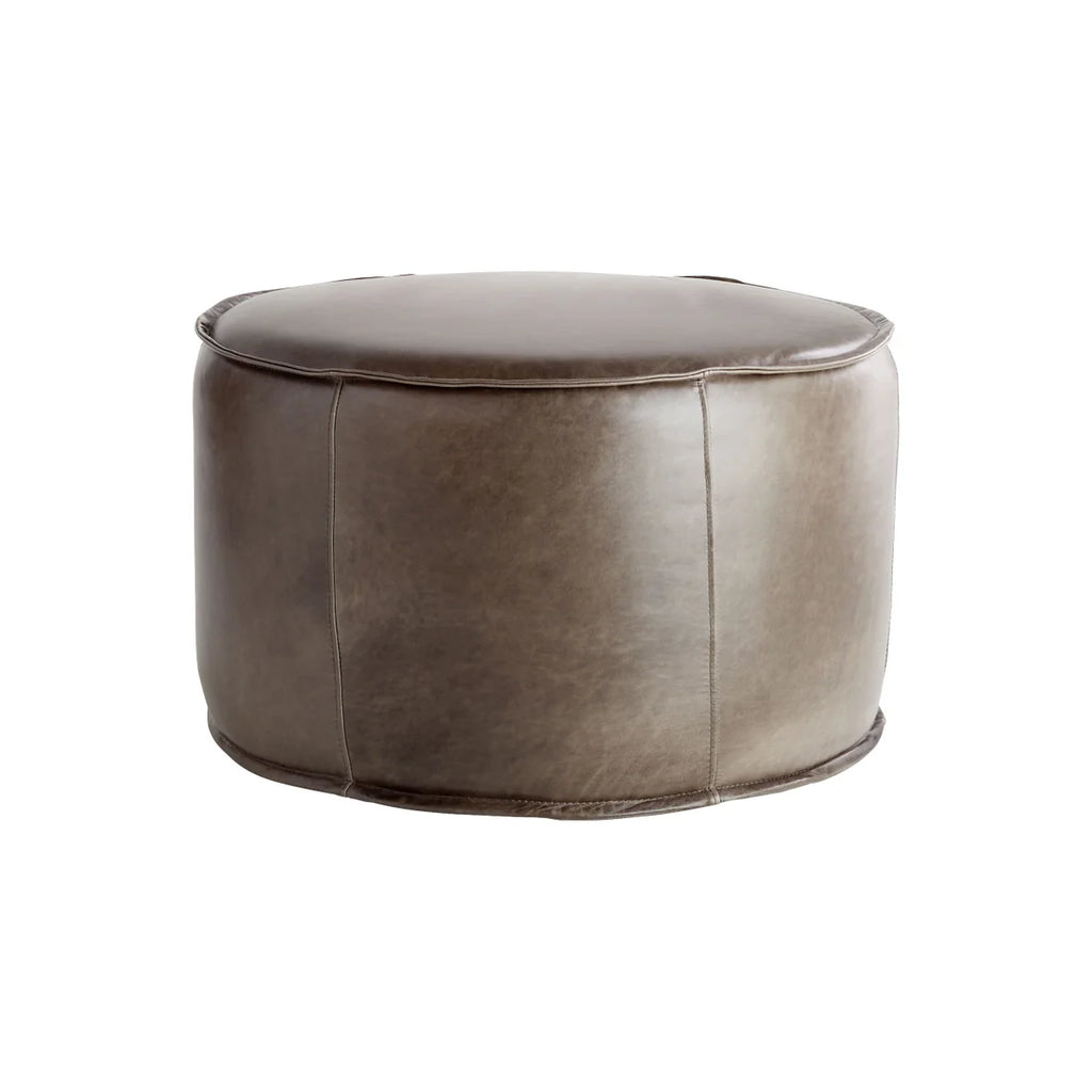 Grey Lusso Round Pouf - Bombay Mercantile