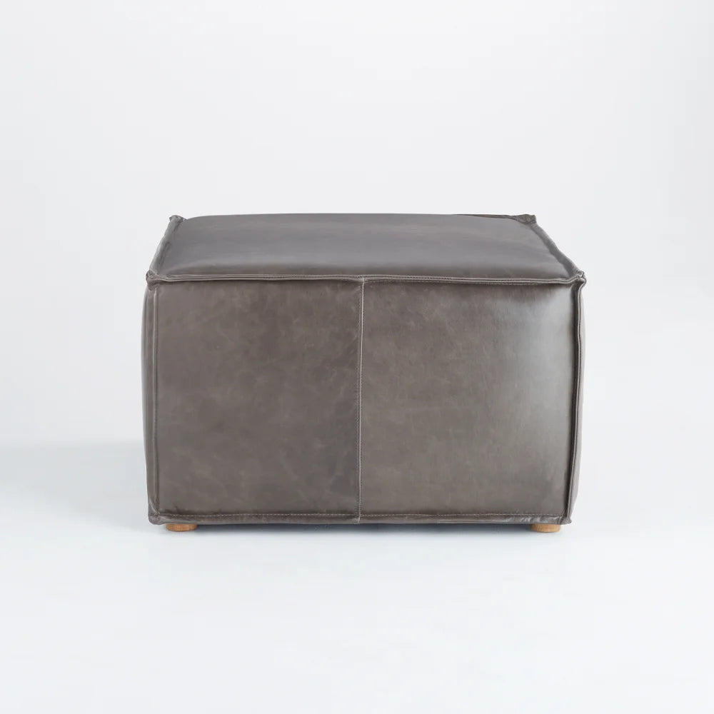 Grey Lusso Square Pouf - Bombay Mercantile