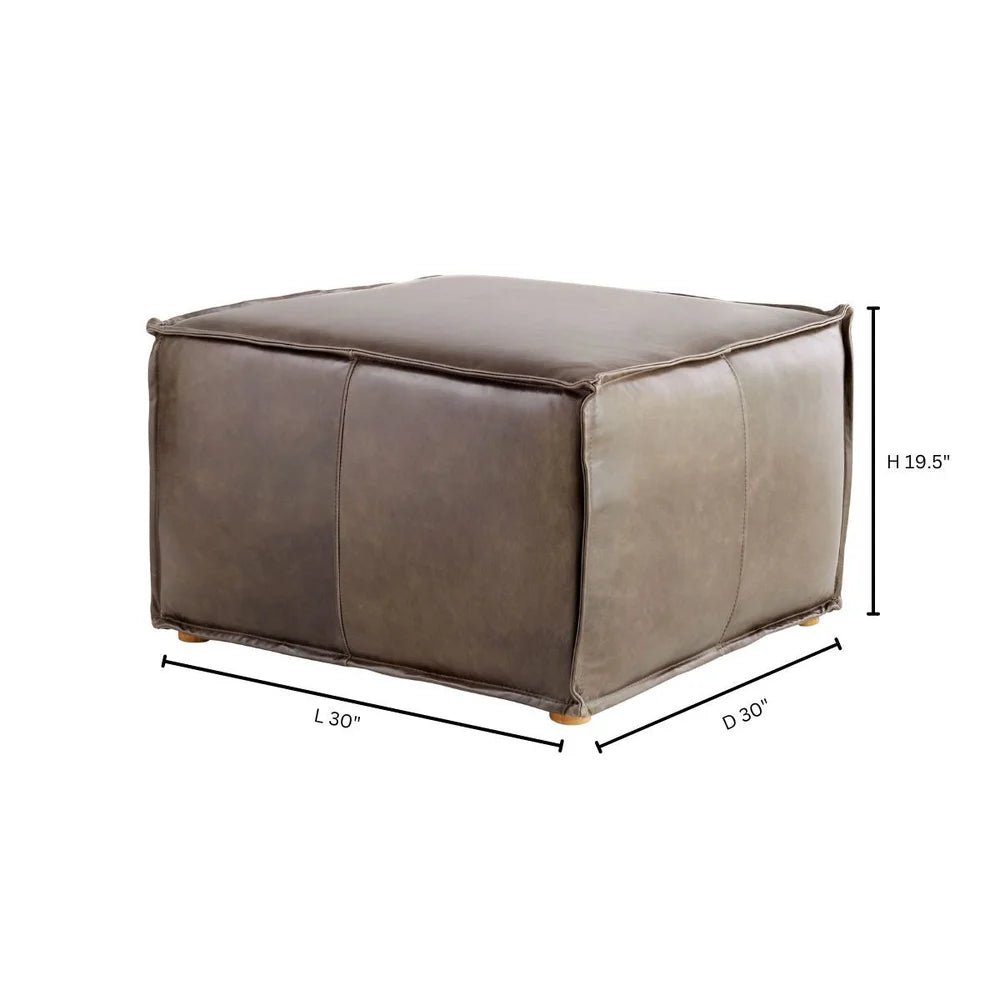 Grey Lusso Square Pouf - Bombay Mercantile