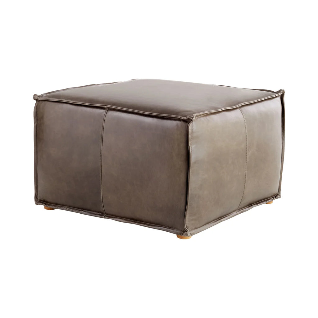 Grey Lusso Square Pouf - Bombay Mercantile