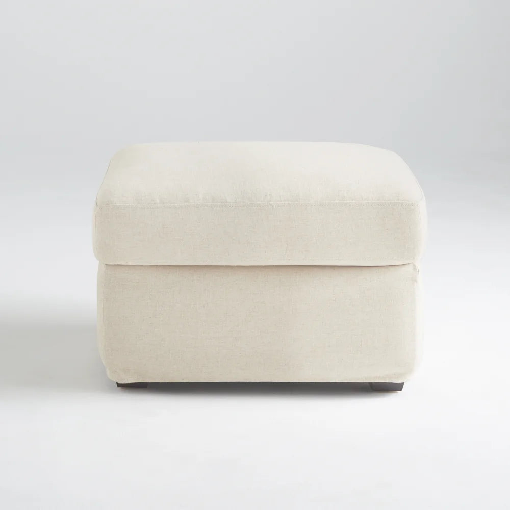 White Sovente Ottoman - Bombay Mercantile