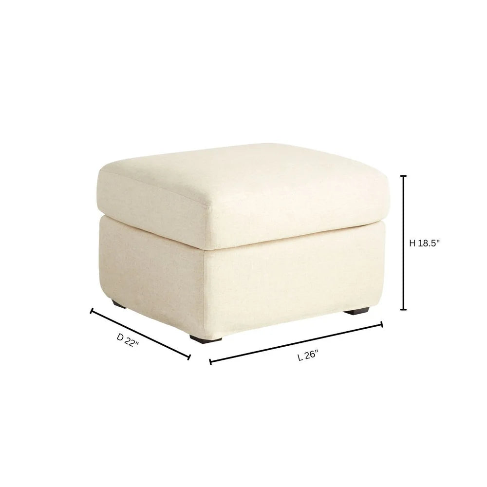 White Sovente Ottoman - Bombay Mercantile