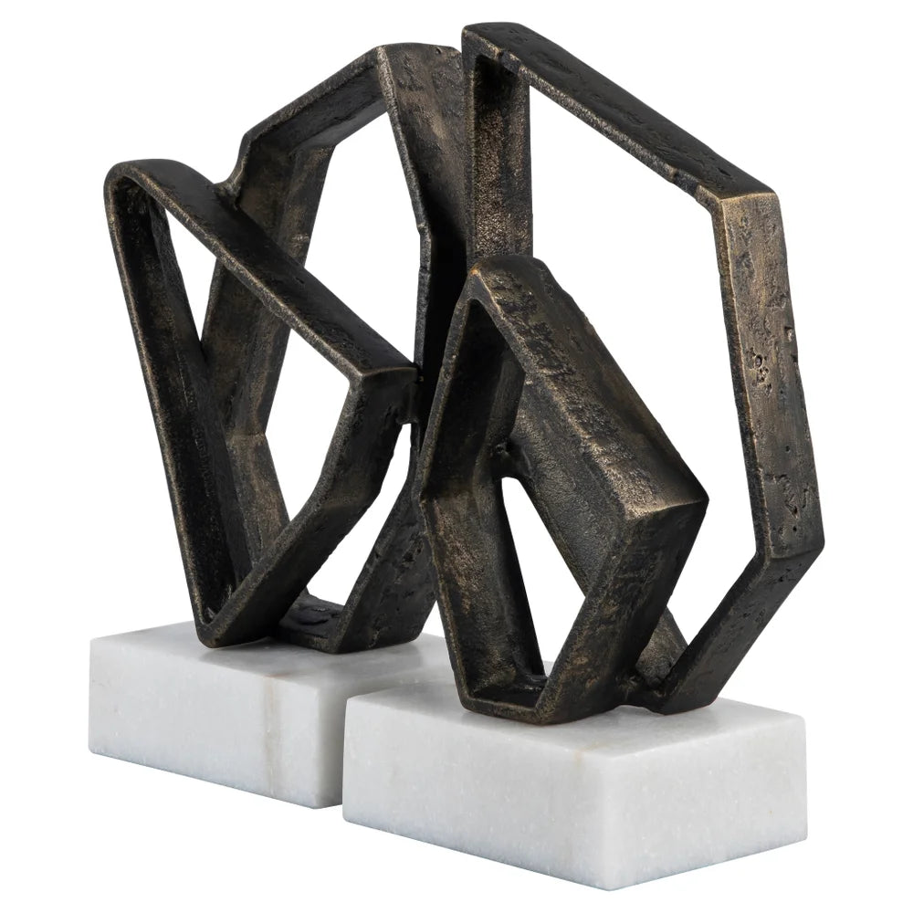 White & Bronze Euclid Bookends - Bombay Mercantile