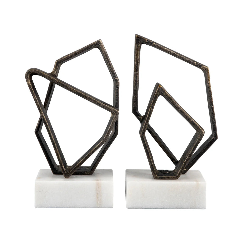 White & Bronze Euclid Bookends - Bombay Mercantile