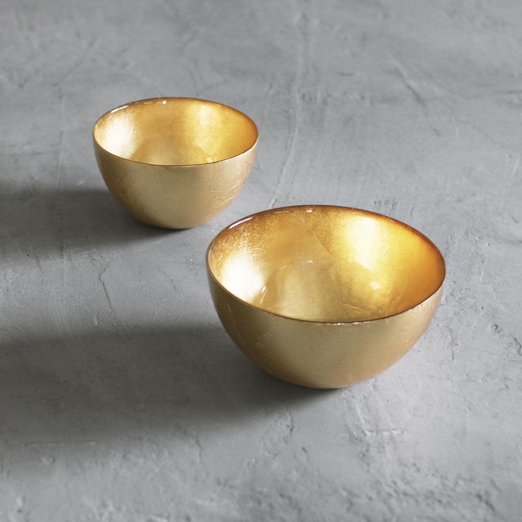 Round Foil Leafing Bowl Set of 2 (Gold) - The Nifty Decor