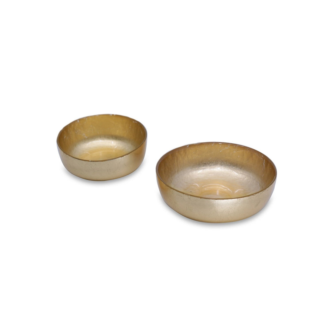 Shallow Round Bowl Set of 2 (Gold) - The Nifty Decor