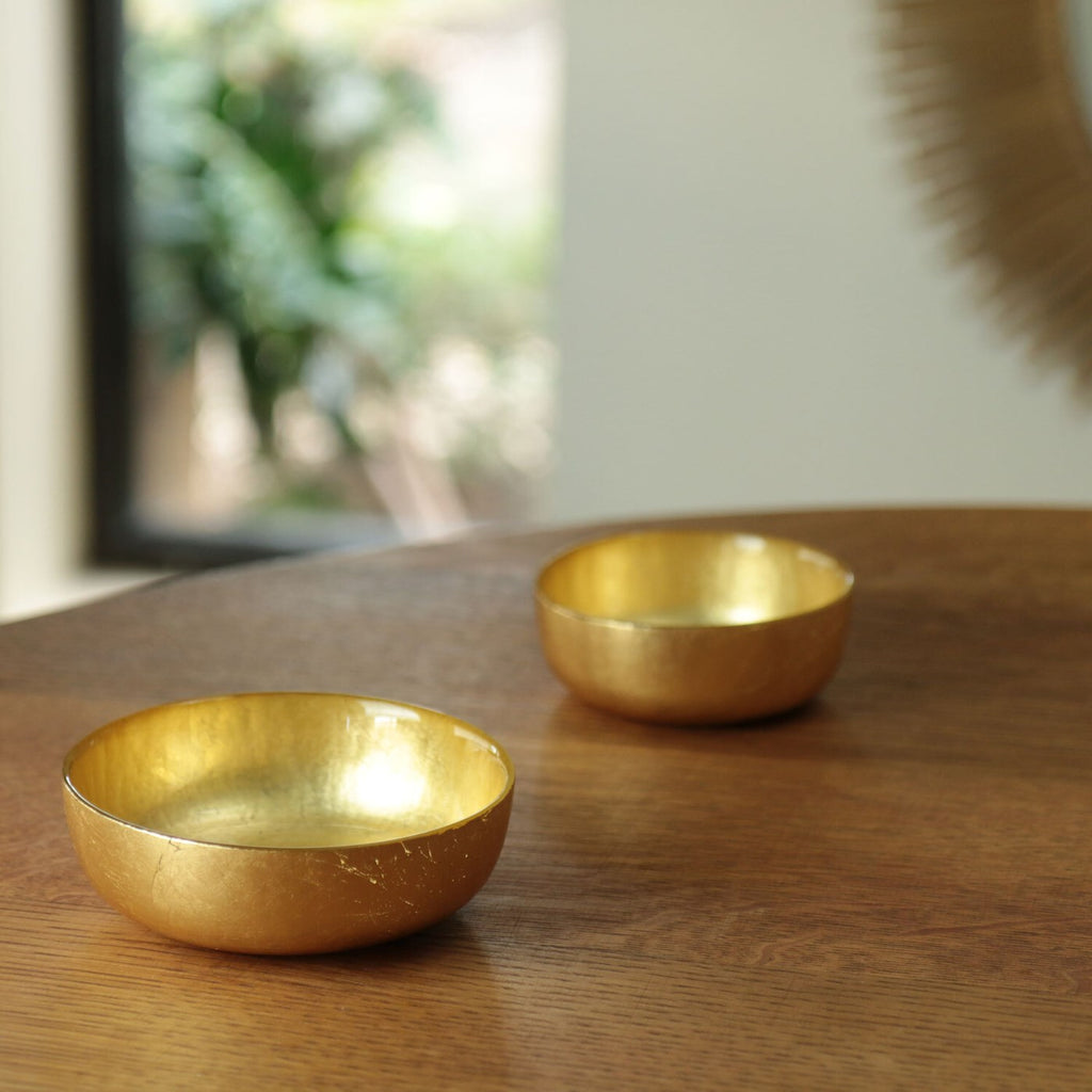 Shallow Round Bowl Set of 2 (Gold) - The Nifty Decor