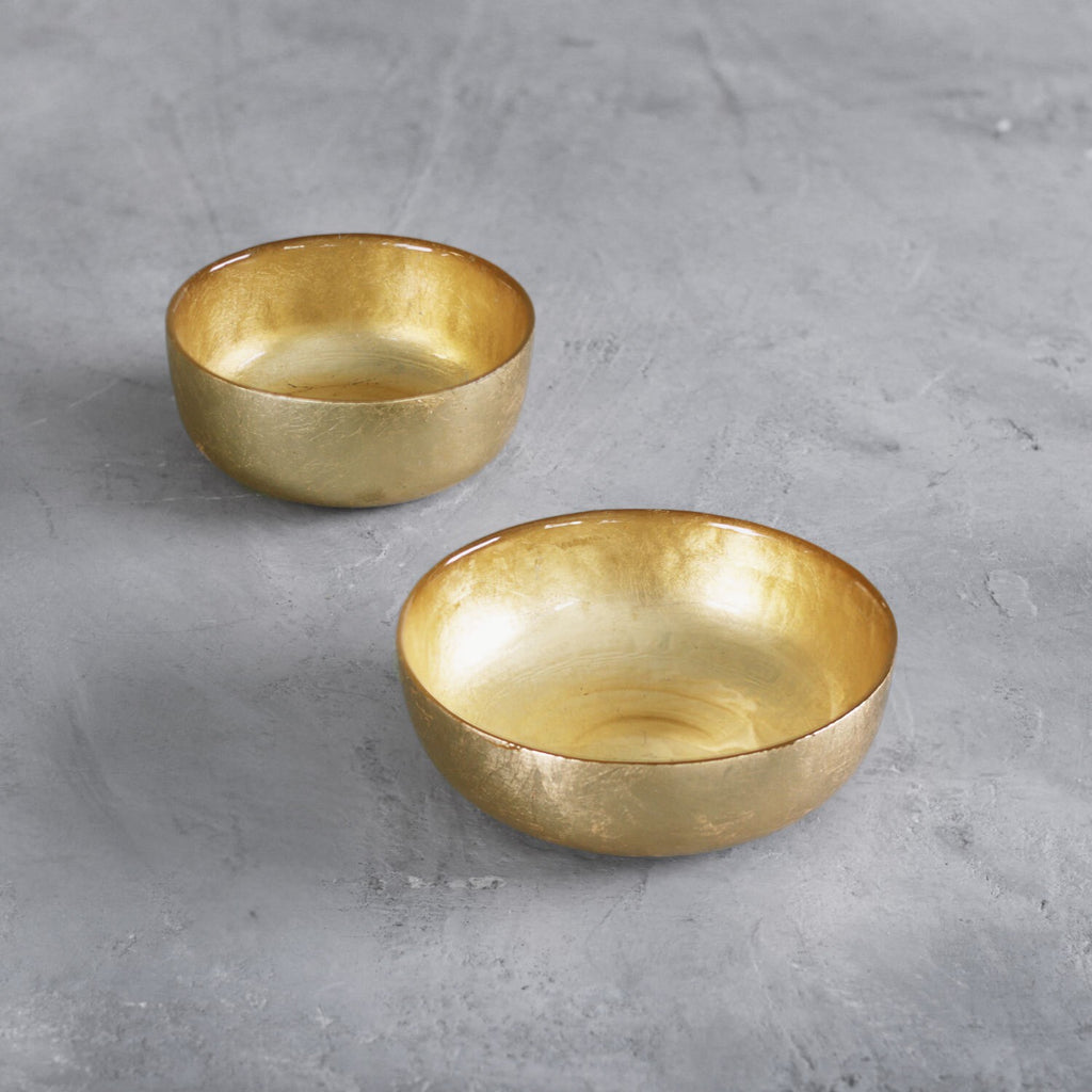 Shallow Round Bowl Set of 2 (Gold) - The Nifty Decor