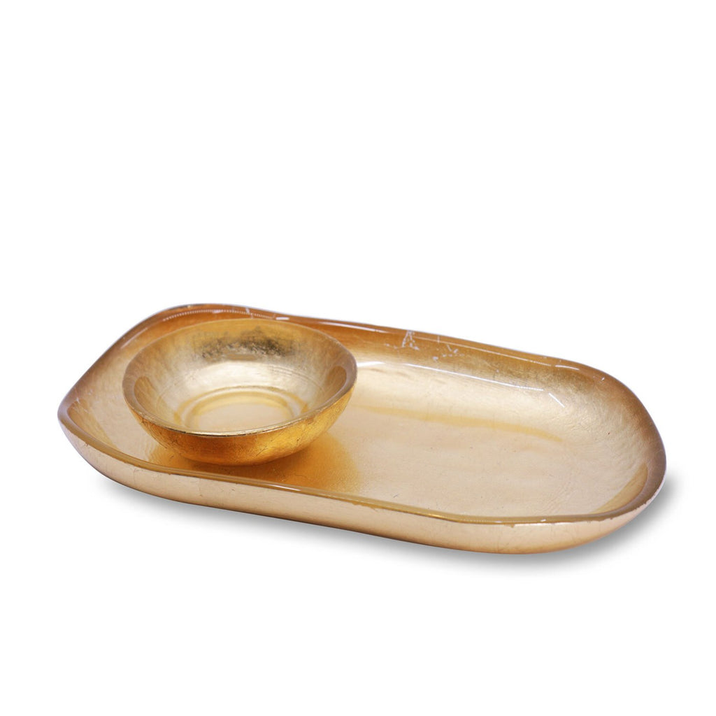 Foil Leafing Platter with Mini Bowl (Gold) - The Nifty Decor