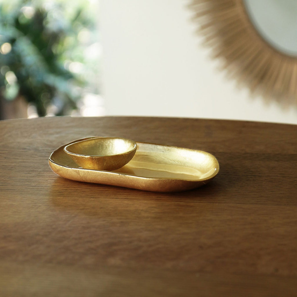 Foil Leafing Platter with Mini Bowl (Gold) - The Nifty Decor