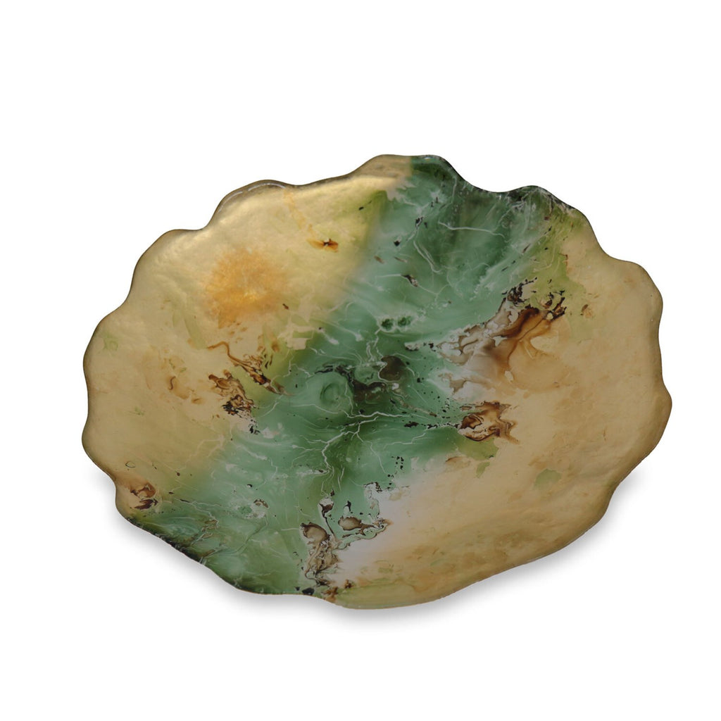 Centerpiece with Scalloped Edges (Green & Gold) - The Nifty Decor