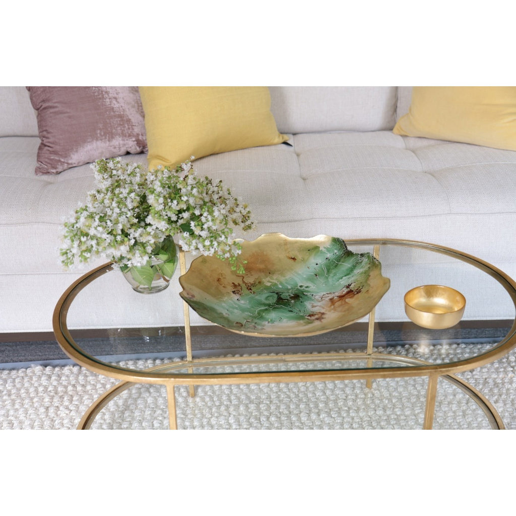 Centerpiece with Scalloped Edges (Green & Gold) - The Nifty Decor