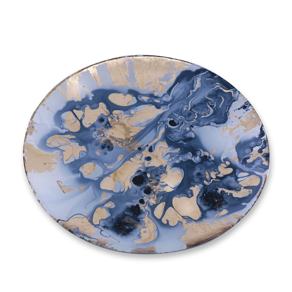 Large Painted Platter (Blue & Gold) - The Nifty Decor