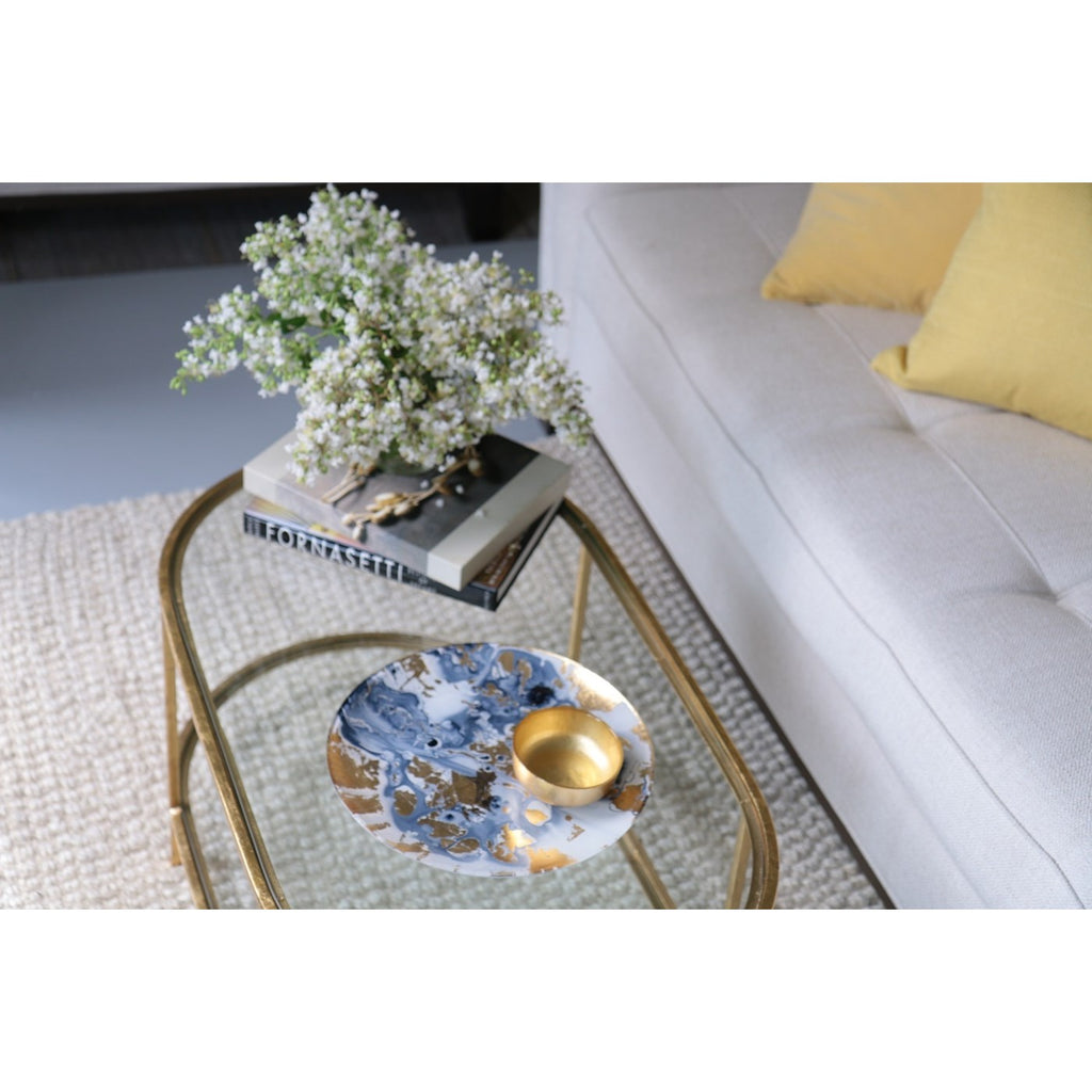 Large Painted Platter (Blue & Gold) - The Nifty Decor