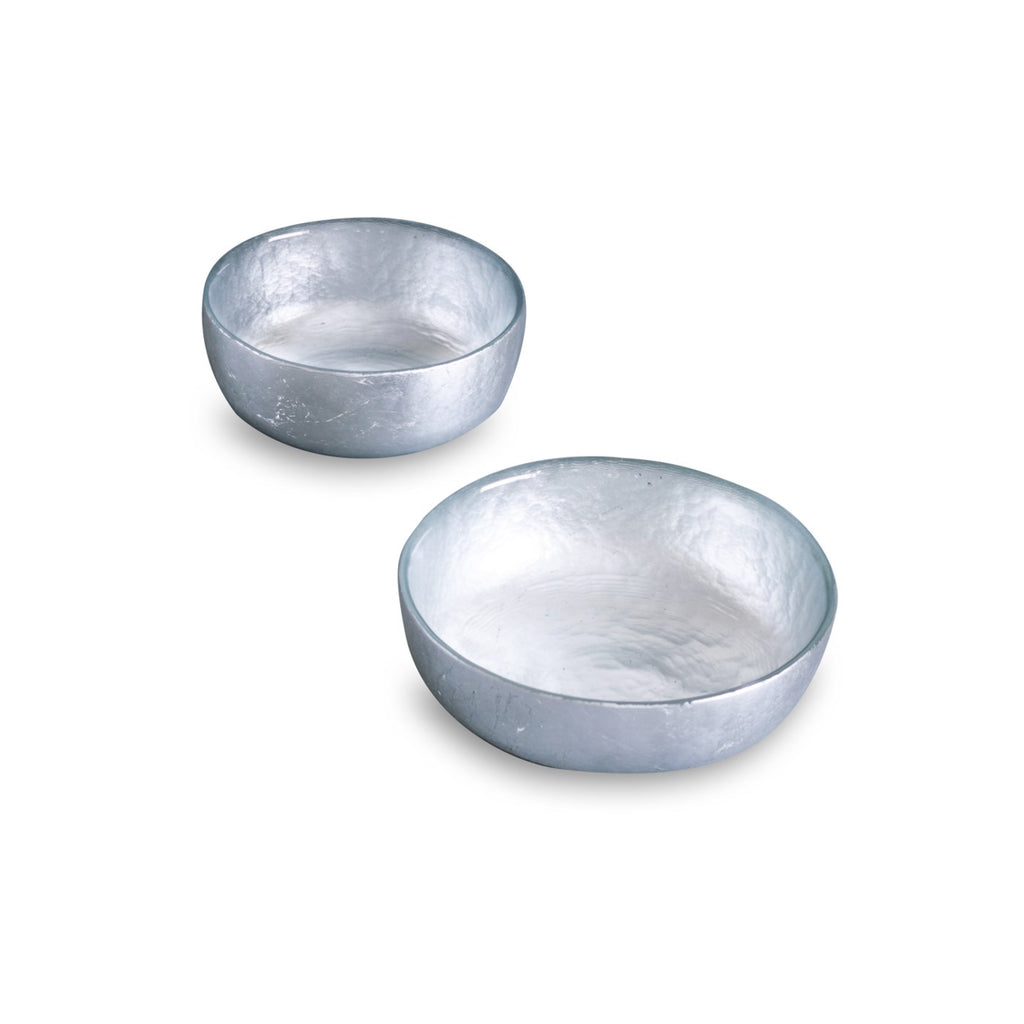 Shallow Round Foil Leafing Bowl Set of 2 (Silver) - The Nifty Decor