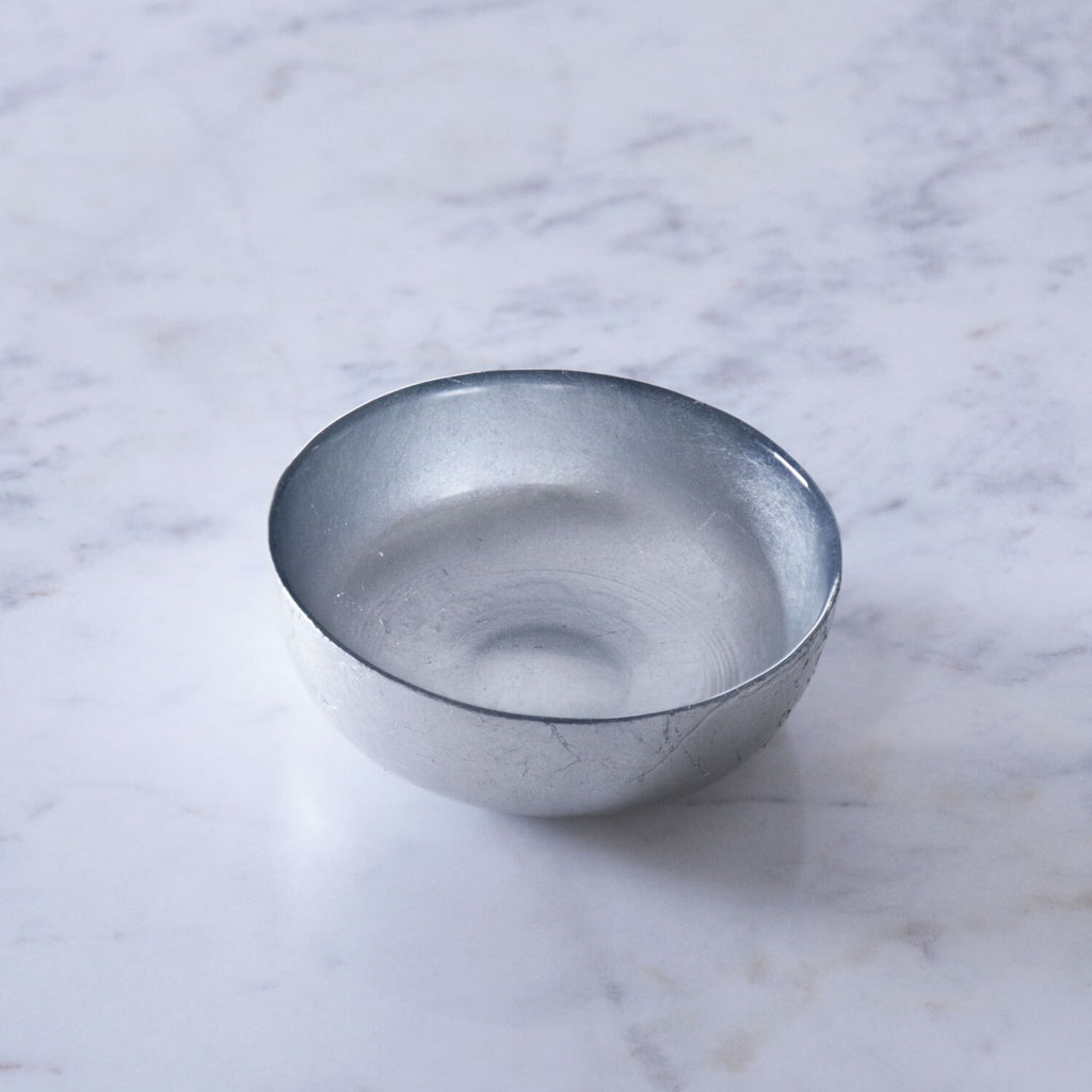 Shallow Round Foil Leafing Bowl Set of 2 (Silver) - The Nifty Decor