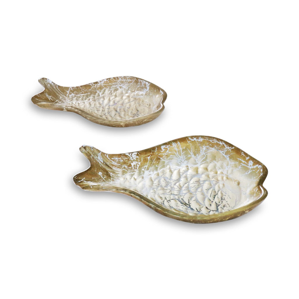 Cracked Foil Leafing Fish Set of 2 (Gold) - The Nifty Decor