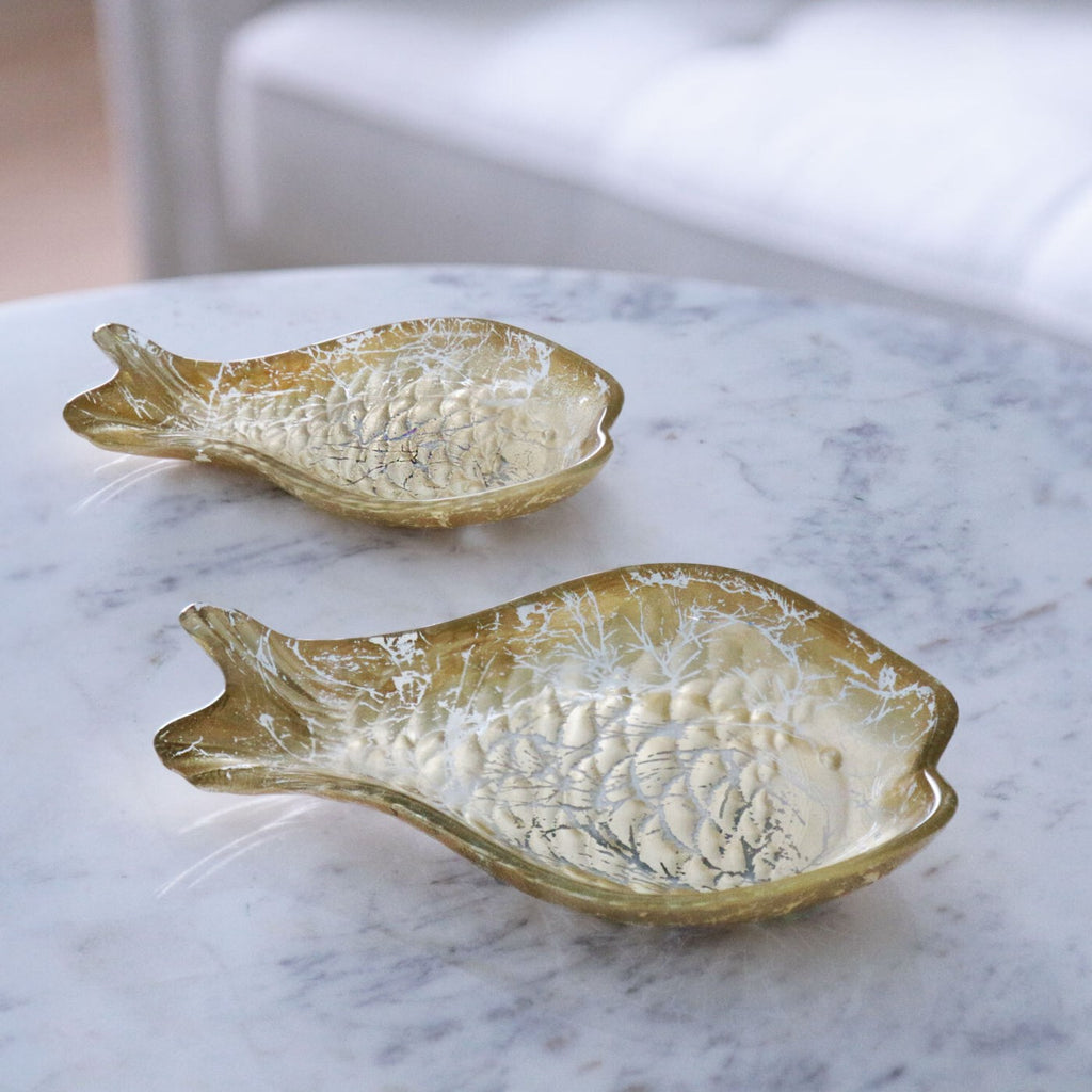 Cracked Foil Leafing Fish Set of 2 (Gold) - The Nifty Decor