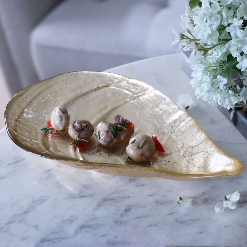 Large Foil Leafing Pina Shell Platter (Gold) - The Nifty Decor